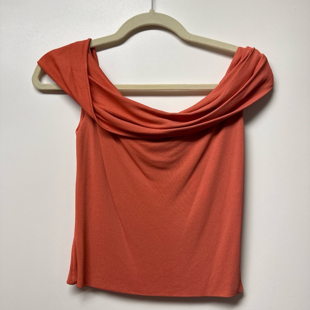 Reem Acra Coral Cowl Neck Off-Shoulder Camisole